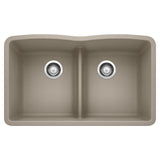 Blanco 32 inch Equal Double Bowl Kitchen Sink with Low Divide - BUILDMYPLACE