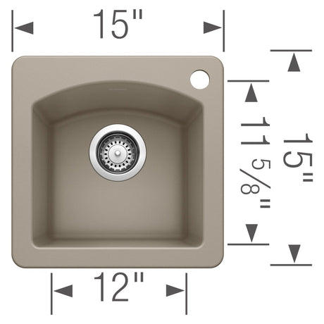 Blanco Diamond Silgranit Drop - In or Undermount Bar Sink, 15" X 15" - BUILDMYPLACE