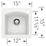 Blanco Diamond Silgranit Drop - In or Undermount Bar Sink, 15" X 15" - BUILDMYPLACE