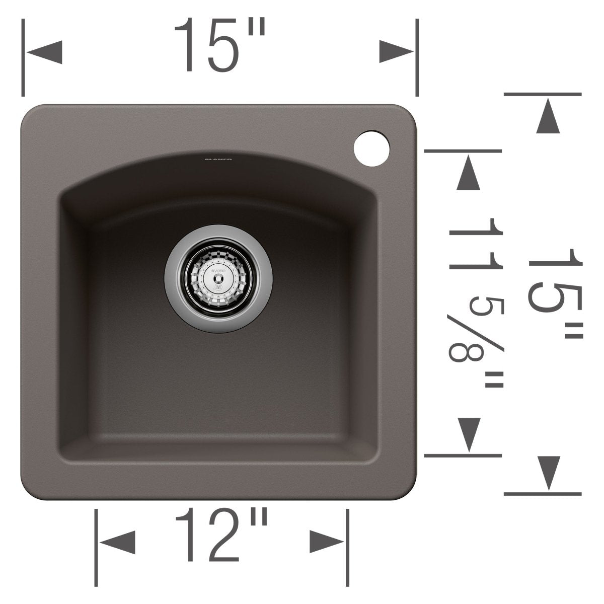Blanco Diamond Silgranit Drop - In or Undermount Bar Sink, 15" X 15" - BUILDMYPLACE