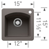 Blanco Diamond Silgranit Drop - In or Undermount Bar Sink, 15" X 15" - BUILDMYPLACE