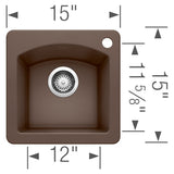 Blanco Diamond Silgranit Drop - In or Undermount Bar Sink, 15" X 15" - BUILDMYPLACE