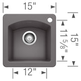 Blanco Diamond Silgranit Drop - In or Undermount Bar Sink, 15" X 15" - BUILDMYPLACE