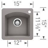 Blanco Diamond Silgranit Drop - In or Undermount Bar Sink, 15" X 15" - BUILDMYPLACE