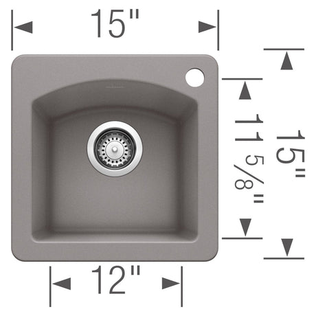 Blanco Diamond Silgranit Drop - In or Undermount Bar Sink, 15" X 15" - BUILDMYPLACE
