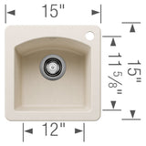 Blanco Diamond Silgranit Drop - In or Undermount Bar Sink, 15" X 15" - BUILDMYPLACE