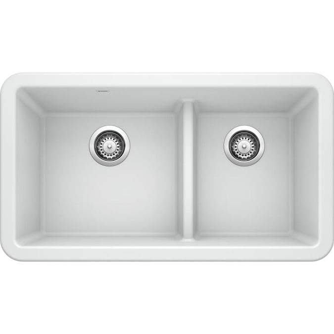 Blanco Ikon 33" Farmhouse Double Basin Silgranit Kitchen Sink - BUILDMYPLACE
