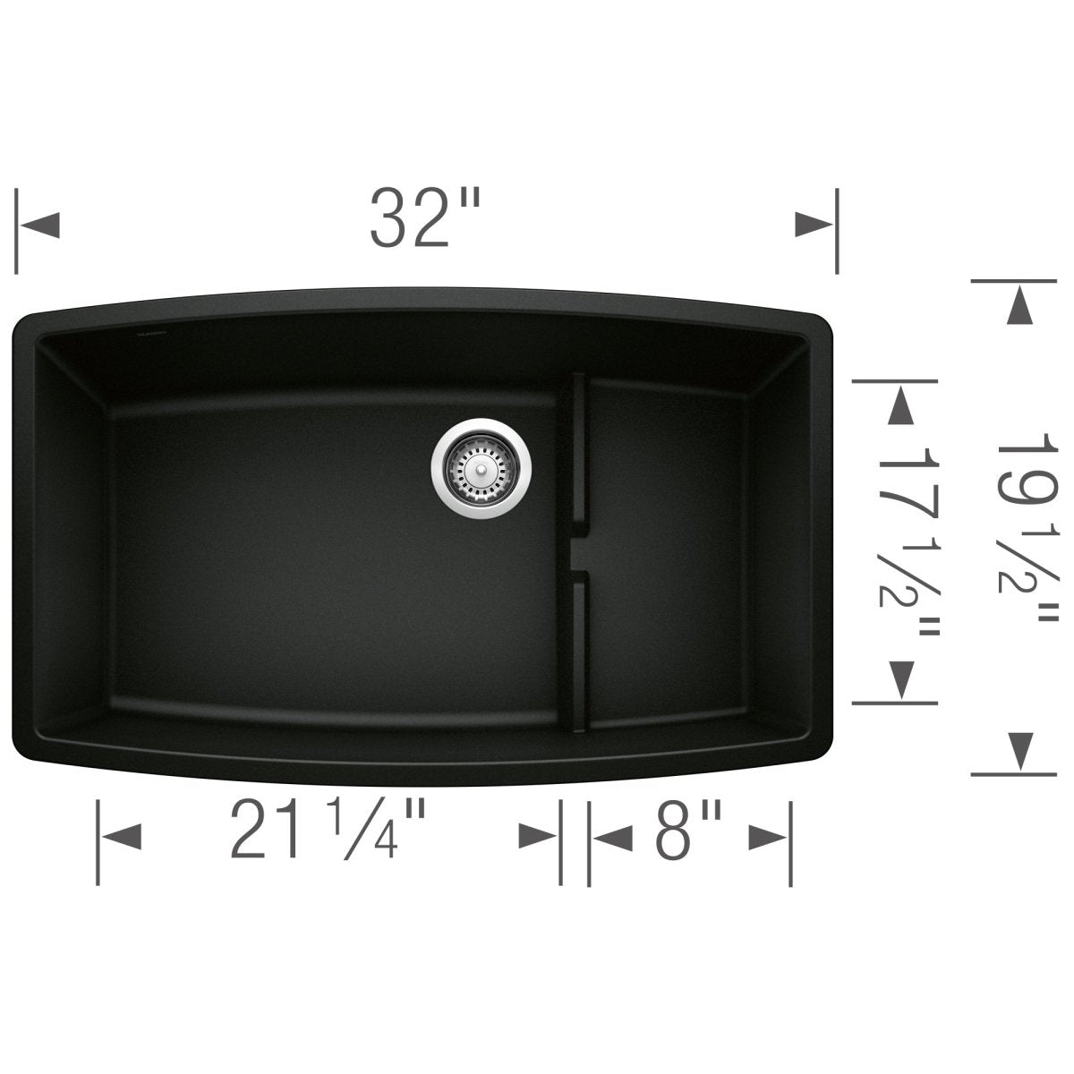 Blanco Performa 32 Inch Cascade Silgranit Undermount Kitchen Sink with Colander - BUILDMYPLACE
