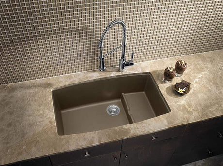 Blanco Performa 32 Inch Cascade Silgranit Undermount Kitchen Sink with Colander - BUILDMYPLACE
