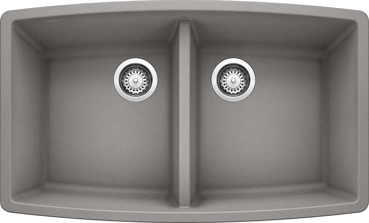 Blanco Performa 33 Inch Silgranit 50/50 Equal Double Bowl Undermount Kitchen Sink - BUILDMYPLACE