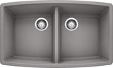 Blanco Performa 33 Inch Silgranit 50/50 Equal Double Bowl Undermount Kitchen Sink - BUILDMYPLACE