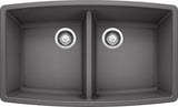 Blanco Performa 33 Inch Silgranit 50/50 Equal Double Bowl Undermount Kitchen Sink - BUILDMYPLACE