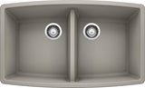 Blanco Performa 33 Inch Silgranit 50/50 Equal Double Bowl Undermount Kitchen Sink - BUILDMYPLACE