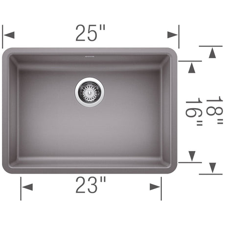 Blanco Precis 25 inch Single Bowl Silgranit ADA Undermount Kitchen Sink - BUILDMYPLACE