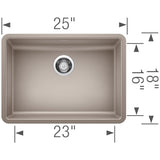 Blanco Precis 25 inch Single Bowl Silgranit ADA Undermount Kitchen Sink - BUILDMYPLACE