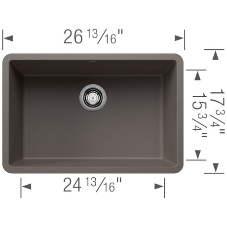 Blanco Precis 27 inch Single Bowl Silgranit Undermount Kitchen Sink - BUILDMYPLACE
