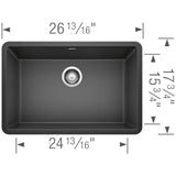 Blanco Precis 27 inch Single Bowl Silgranit Undermount Kitchen Sink - BUILDMYPLACE