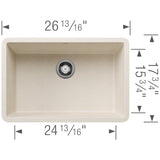 Blanco Precis 27 inch Single Bowl Silgranit Undermount Kitchen Sink - BUILDMYPLACE