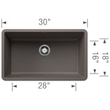 Blanco Precis 30 inch Single Bowl Silgranit Undermount Kitchen Sink - BUILDMYPLACE