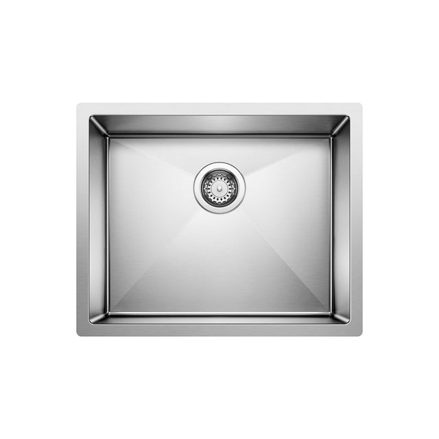 Blanco Precision R10 Single Bowl Stainless Steel Kitchen Sink with Stylish Drain Grooves 22" x 18" - BUILDMYPLACE