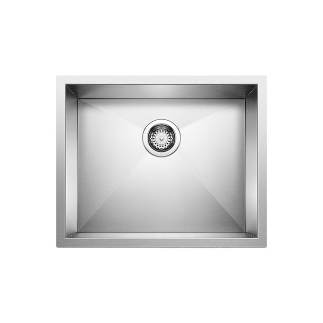 Blanco Precision Small Bowl Stainless Steel Kitchen Sink with Horizontal Orientation and Stylish Drain Grooves 22" x 18" - BUILDMYPLACE
