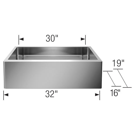 Blanco Quatrus R15 Apron 32 x 19 x 9 Inch Super Single Farmhouse Kitchen Sink - BUILDMYPLACE