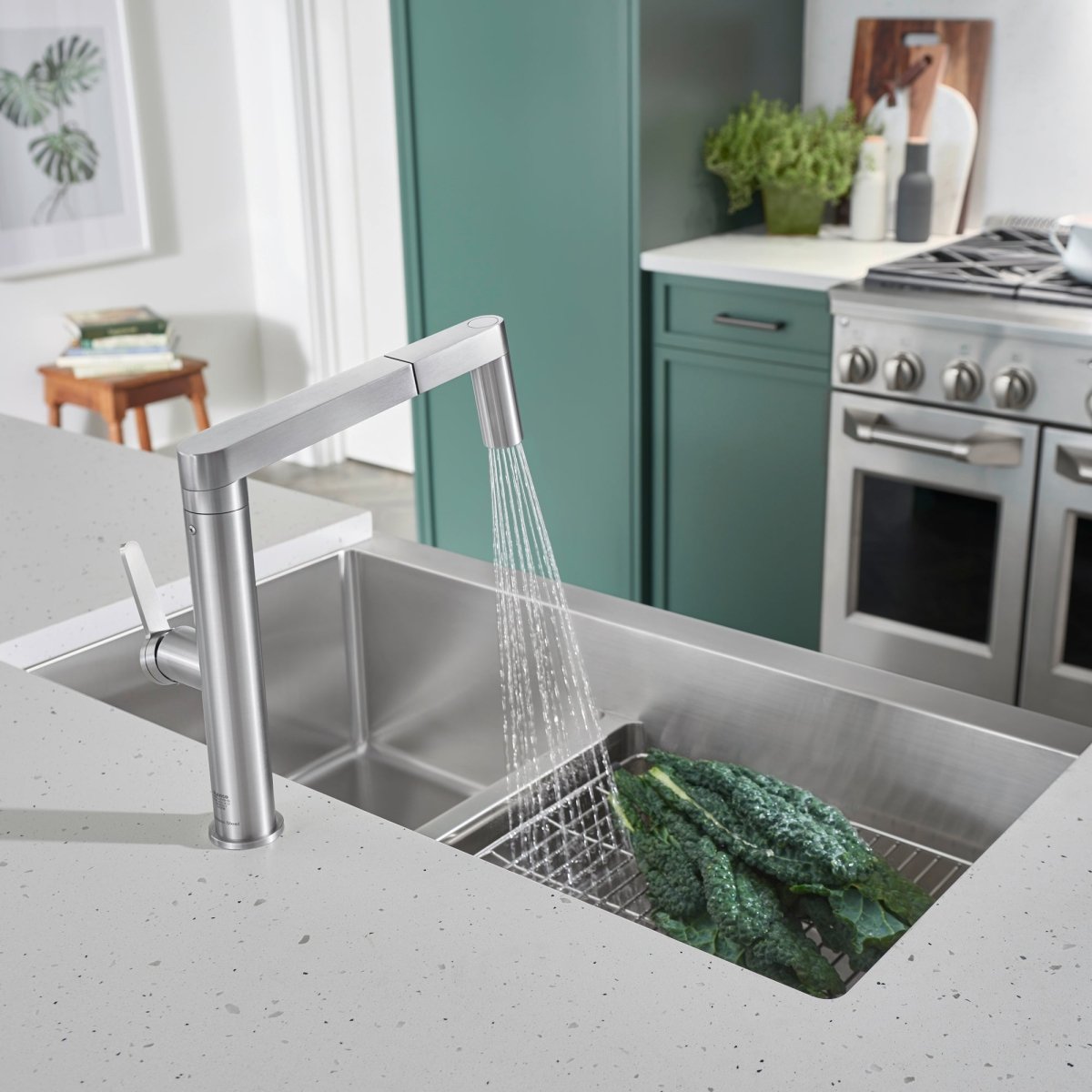 Blanco Quatrus R15 Apron 33 Inch Double Bowl Stainless Steel Farmhouse Sink with Low Divide - BUILDMYPLACE