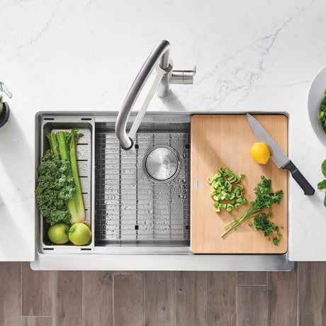 Blanco Quatrus R15 Ergon 33 Inch Apron Super Single Stainless Steel Farmhouse Kitchen Sink - BUILDMYPLACE