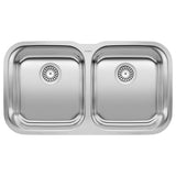 Blanco Stellar 33 Inch Double Equal Bowl Stainless Steel Undermount Kitchen Sink 50/50 - BUILDMYPLACE