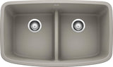 Blanco Valea 32 Inch Silgranit Double Bowl Undermount Kitchen Sink with Low Divide - 50/50 - BUILDMYPLACE