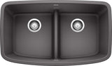 Blanco Valea 32 Inch Silgranit Double Bowl Undermount Kitchen Sink with Low Divide - 50/50 - BUILDMYPLACE