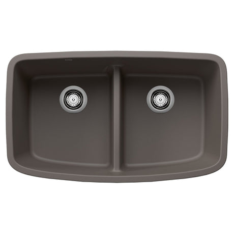 Blanco Valea 32 Inch Silgranit Double Bowl Undermount Kitchen Sink with Low Divide - 50/50 - BUILDMYPLACE
