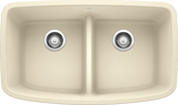 Blanco Valea 32 Inch Silgranit Double Bowl Undermount Kitchen Sink with Low Divide - 50/50 - BUILDMYPLACE