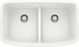 Blanco Valea 32 Inch Silgranit Double Bowl Undermount Kitchen Sink with Low Divide - 50/50 - BUILDMYPLACE