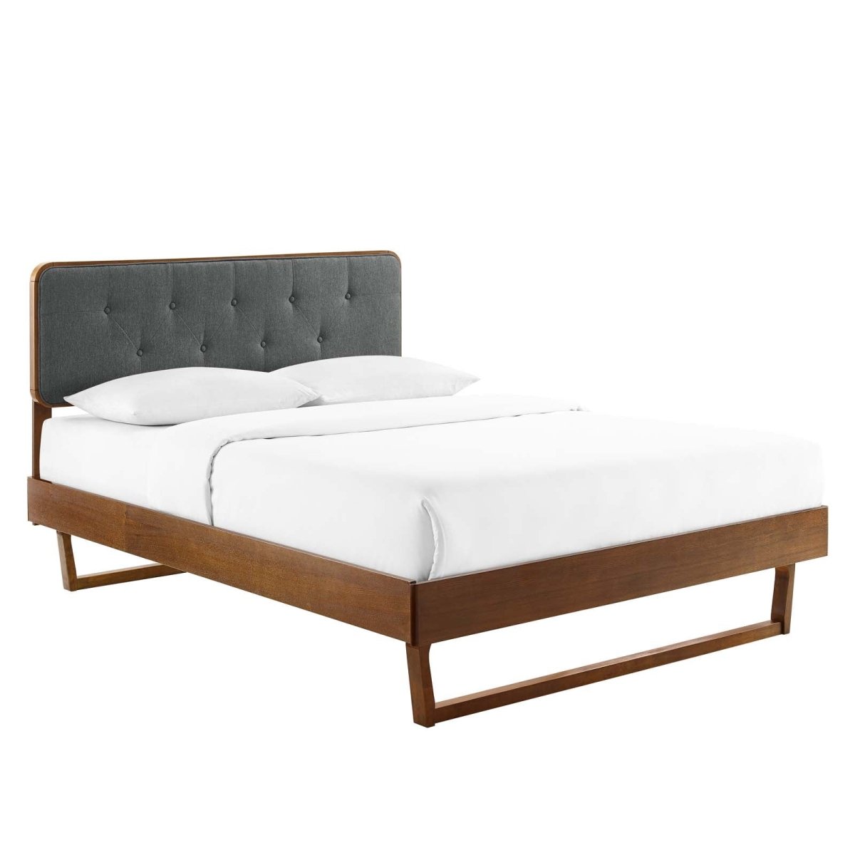 Bridgette Full Wood Platform Bed With Angular Frame - BUILDMYPLACE