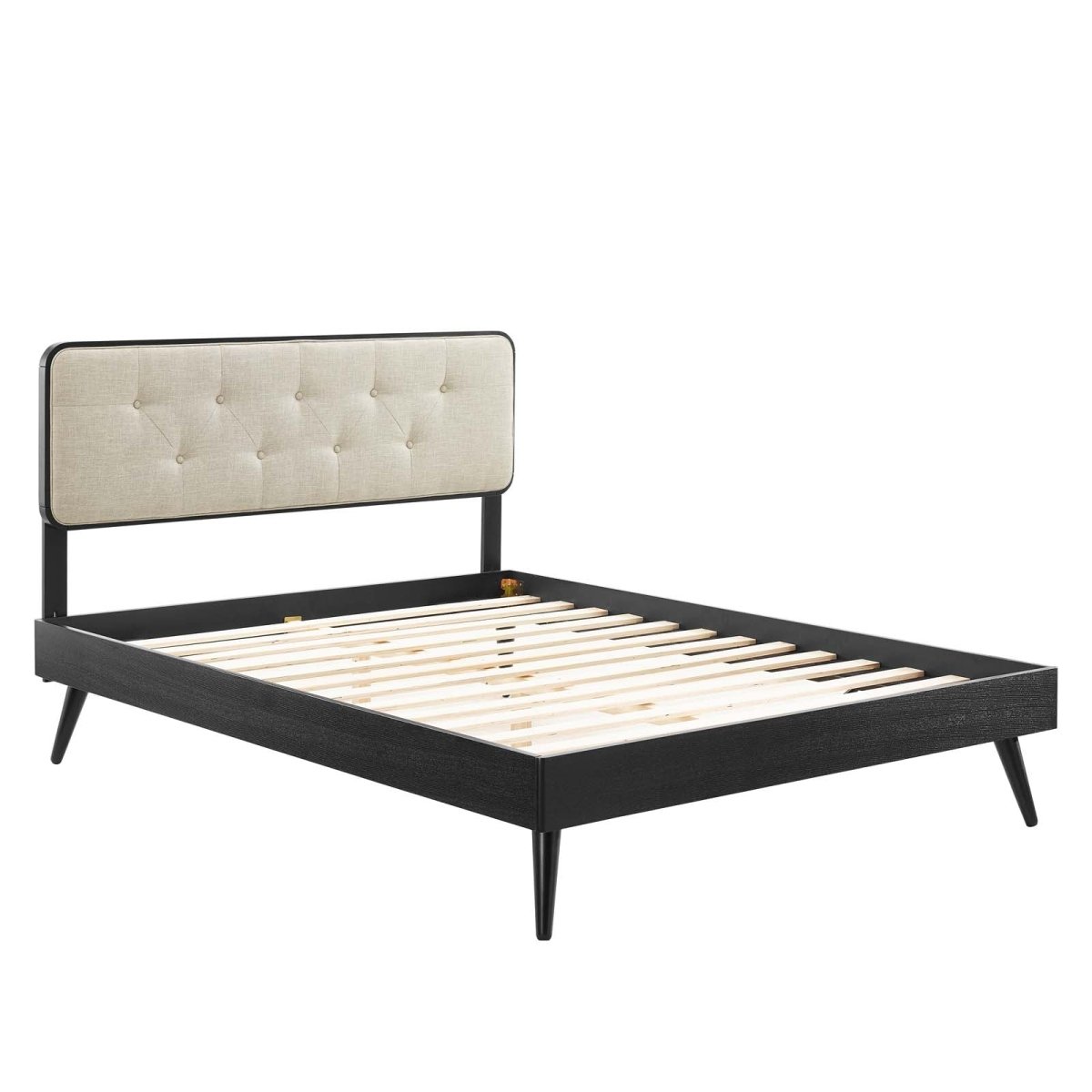 Bridgette Full Wood Platform Bed With Splayed Legs - BUILDMYPLACE