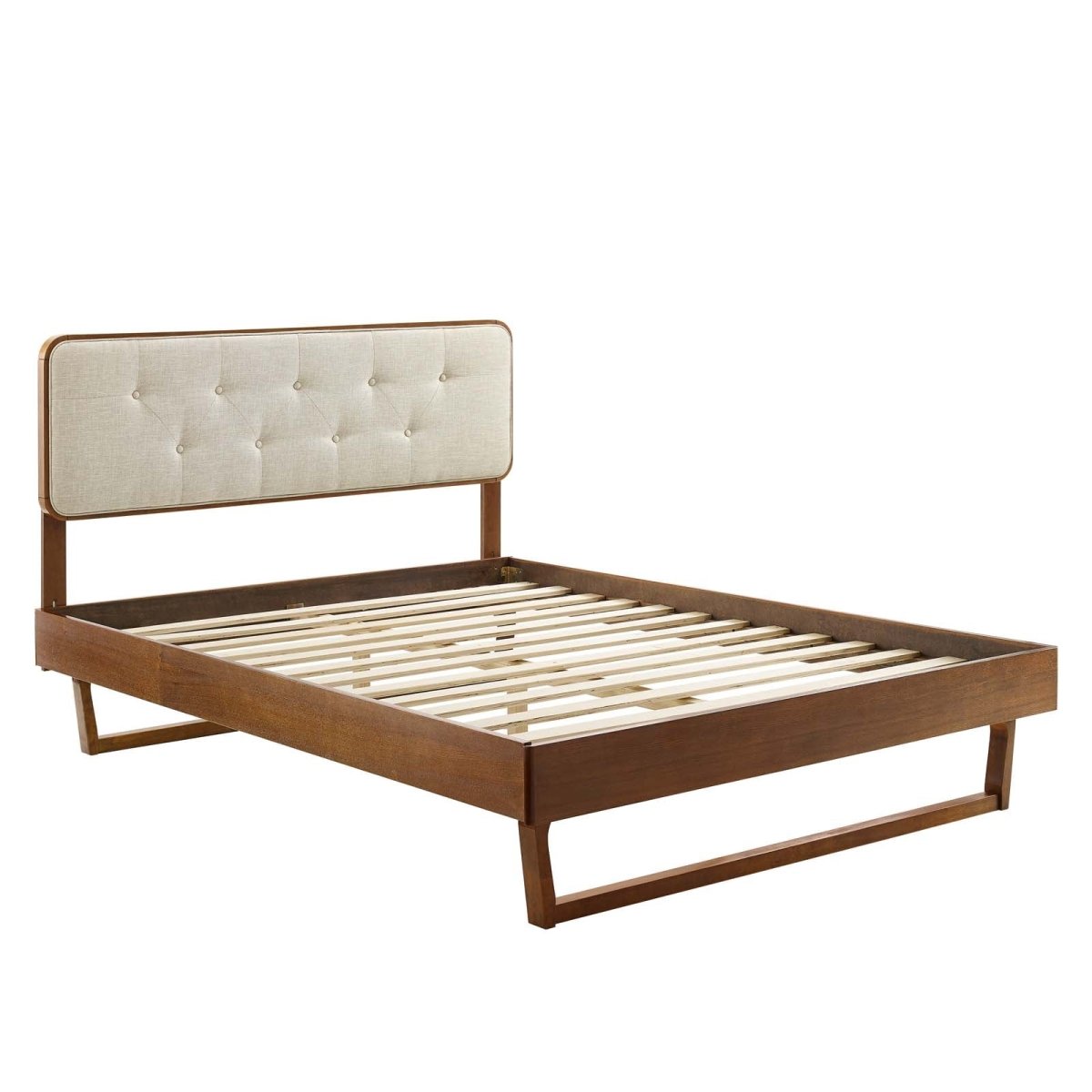 Bridgette Twin Wood Platform Bed With Angular Frame - BUILDMYPLACE