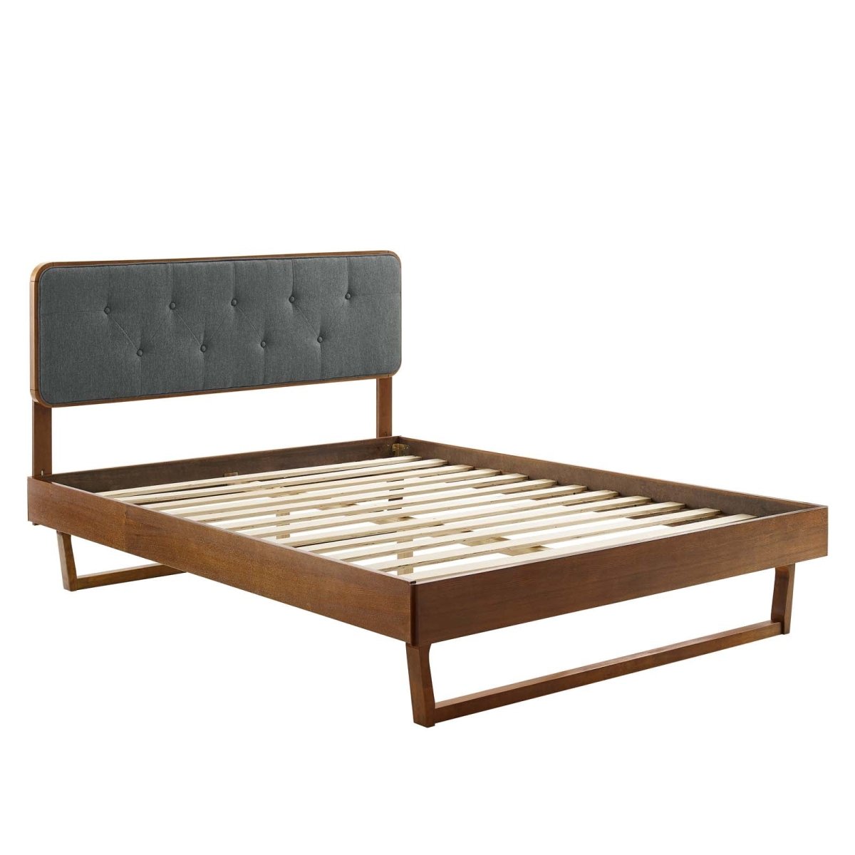 Bridgette Twin Wood Platform Bed With Angular Frame - BUILDMYPLACE