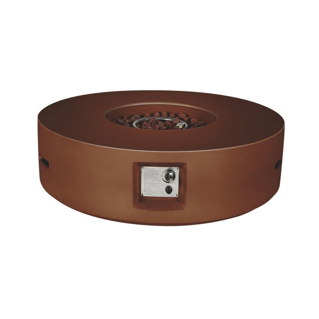 Brillare Outdoor Round Rustic Brown Gas Fire Pit Table w/ Round Burner Kit - BUILDMYPLACE