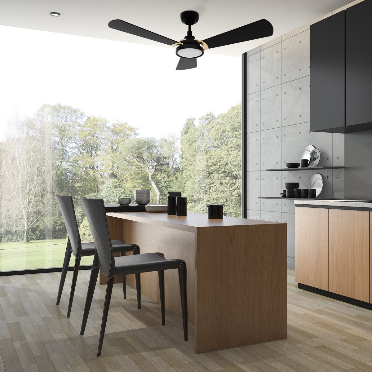 BRISA 52 inch 3 - Blade Smart Ceiling Fan with LED Light & Remote - LEDMyPlace