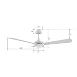 BRISA 52 inch 3 - Blade Smart Ceiling Fan with LED Light & Remote - LEDMyPlace