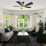 BRISA 52 inch 5 - Blade Smart Ceiling Fan with LED Light & Remote - LEDMyPlace