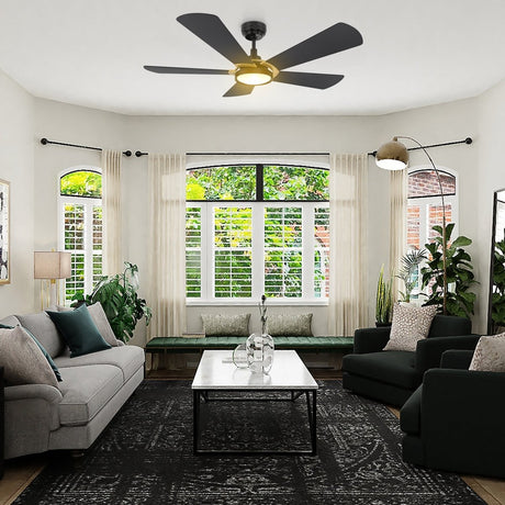 BRISA 52 inch 5 - Blade Smart Ceiling Fan with LED Light & Remote - LEDMyPlace