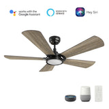 BRISA 52 inch 5 - Blade Smart Ceiling Fan with LED Light & Remote - LEDMyPlace