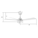 BRISA 52 inch 5 - Blade Smart Ceiling Fan with LED Light & Remote - LEDMyPlace