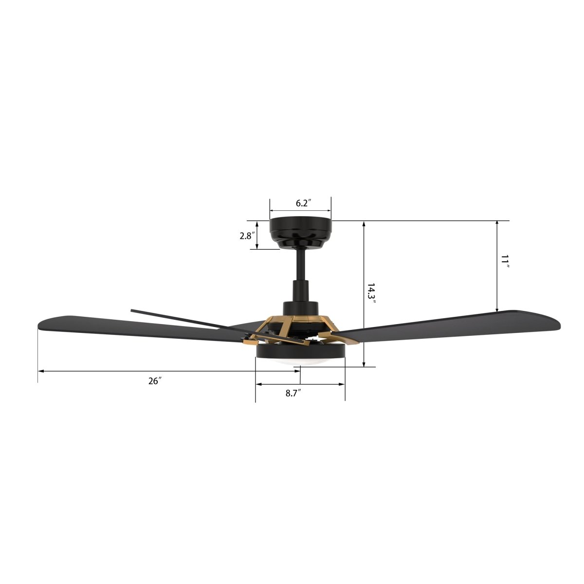 BRISA 52 inch 5 - Blade Smart Ceiling Fan with LED Light & Remote - LEDMyPlace