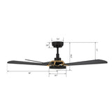 BRISA 52 inch 5 - Blade Smart Ceiling Fan with LED Light & Remote - LEDMyPlace