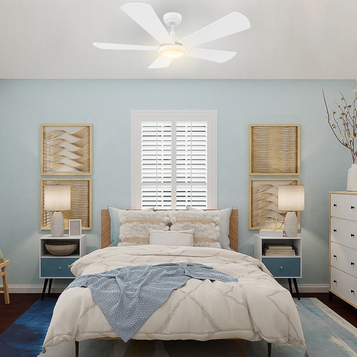BRISA 52 inch 5 - Blade Smart Ceiling Fan with LED Light & Remote - LEDMyPlace