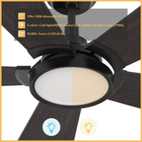 BRISA 52 inch 5 - Blade Smart Ceiling Fan with LED Light & Remote - LEDMyPlace