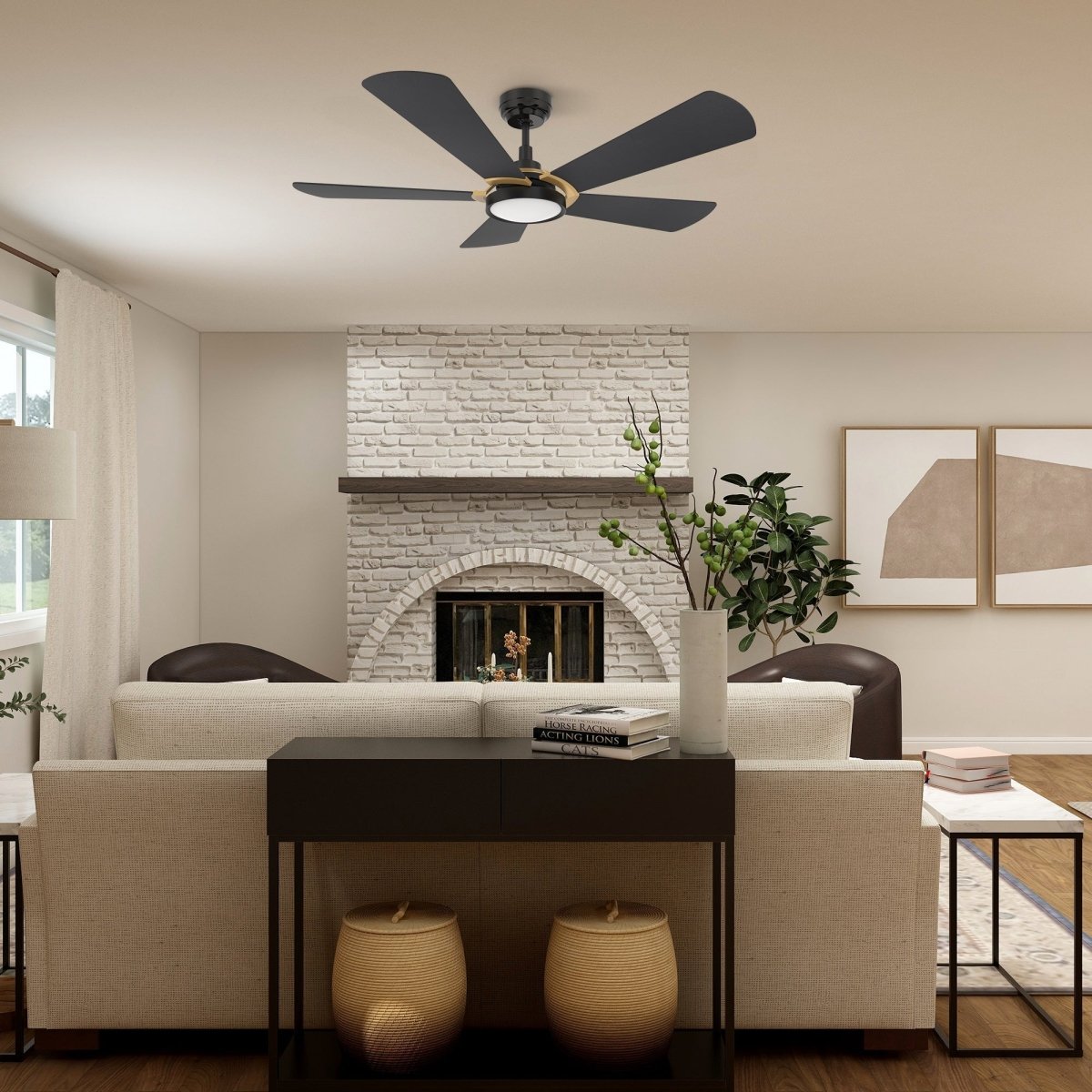 BRISA 52 inch 5 - Blade Smart Ceiling Fan with LED Light & Remote - LEDMyPlace
